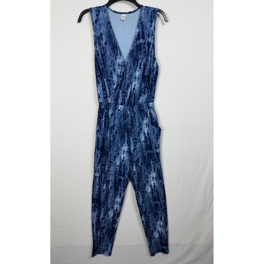Old Navy Women Jumpsuit XS Blue Tie Dye Breathe On Sleeveless V-Neck Activewear